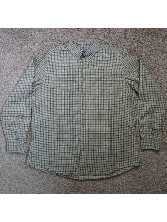 Eddie Bauer Other - Eddie Bauer Button Up Shirt Mens Large Tan Plaid Relaxed Fit Long Sleeve Cotton